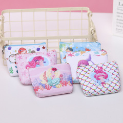 New Hot Selling PU Zipper Coin Purse Women's Small Wallet Cute Mermaid Cartoon Purse
