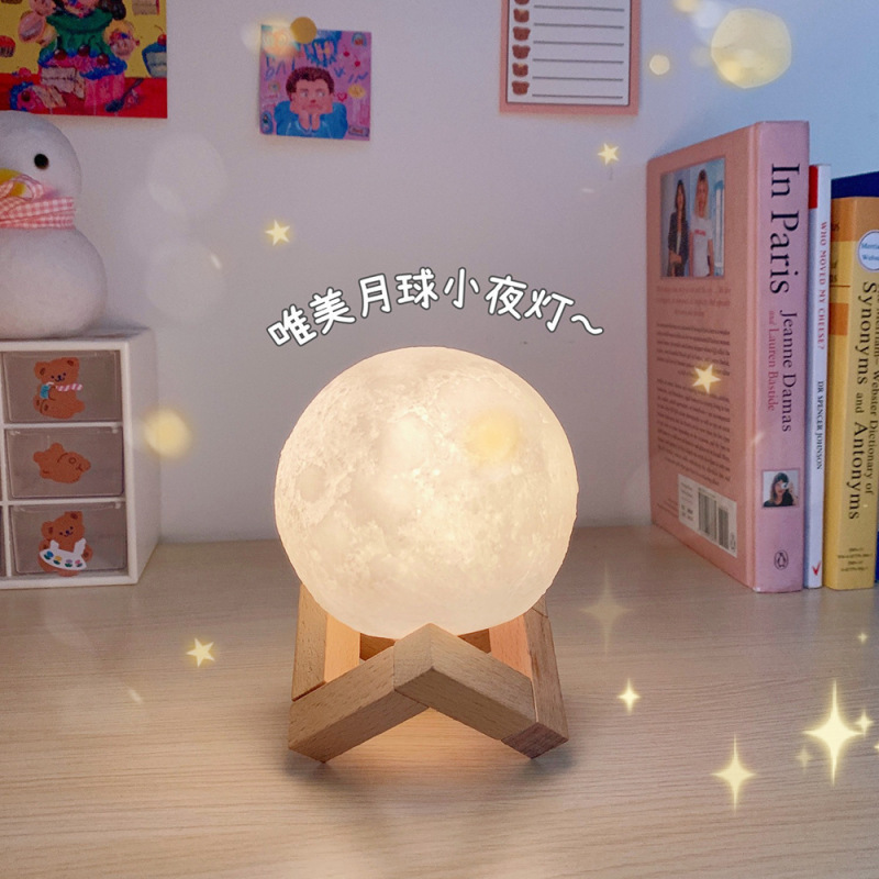 Creative Instagram-style moon lamp bedside table trending night light girl small lamp moon starry sky projection dreamy