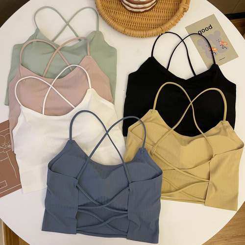 Traceless ice silk cross back strapless bra underwear without steel wire with breast pad to prevent light leakage new style undergarment strapless wrap top for women 