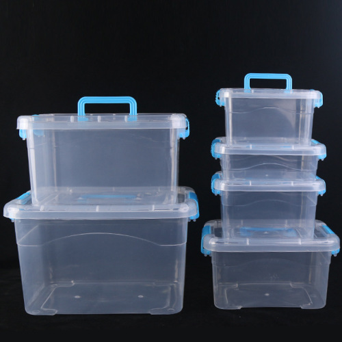 Factory direct selling PP food grade transparent covered plastic storage box suitcase desktop storage box cosmetic box