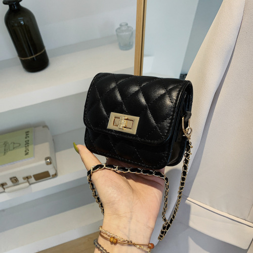 Cross-border diamond solid color chain small square bag  new trendy fashion shoulder bag simple and fashionable crossbody women's bag