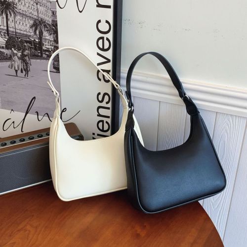 New Small-Niche French Underarm Bag for Women, Solid Color Crescent Moon Handbag, Simple and Versatile Women's Bag, Stylish and Fashionable Single Shoulder Bag