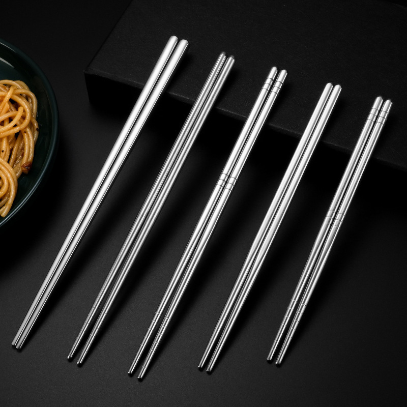 304 square stainless steel chopsticks for household non-slip personalized kitchen insulation hollow Korean chopsticks for household installation chopsticks