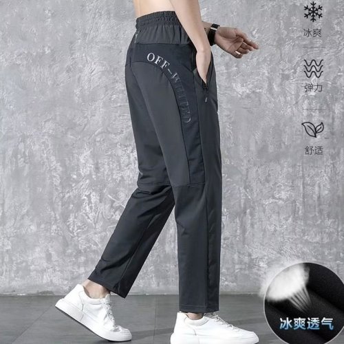 Summer New Cool & Refreshing Breathable Men's Sport Pants Trendy Matchable Casual Pants Elastic Men's Pants