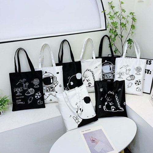  Summer New Model Tote Bag Canvas Backpack Japanese Style University Students School Commuting Shoulder Bag Casual Handbag