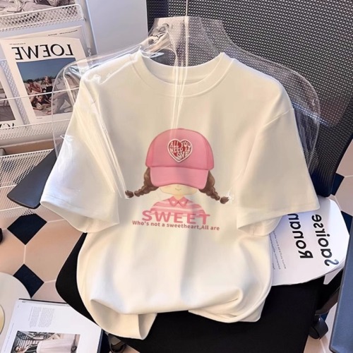 Children's Summer T-shirt 2025 New Thin Cotton Cartoon Round Neck Top