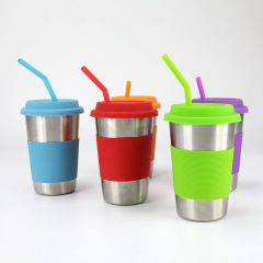 Soft multi-purpose silicone straw 6-piece set of creative sustainable juice milk color curved tube with brush