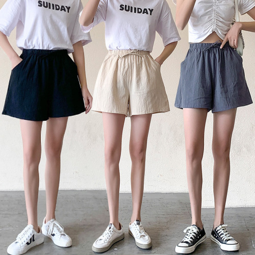 Cotton and Linen Short Shorts Women's Summer  New A-line Outerwear Wide Leg Pants Plus Size Three-quarter Sport Pants Cross-border Loose Casual Pants