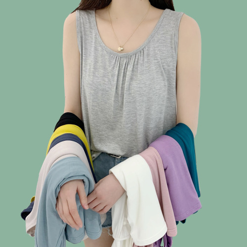 Women's Summer Modal Strappy Tank Top Loose Sleeveless T-Shirt Home Wear Inner Layer Top Thin Style Outer Wear Plus Size Base Shirt