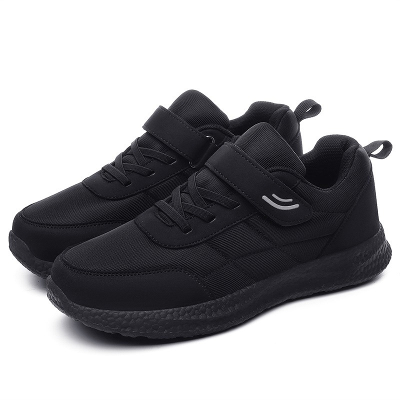 Soft-soled elderly shoes for middle-aged and elderly people, breathable and comfortable travel shoes, anti-slip health walking shoes, all black A111