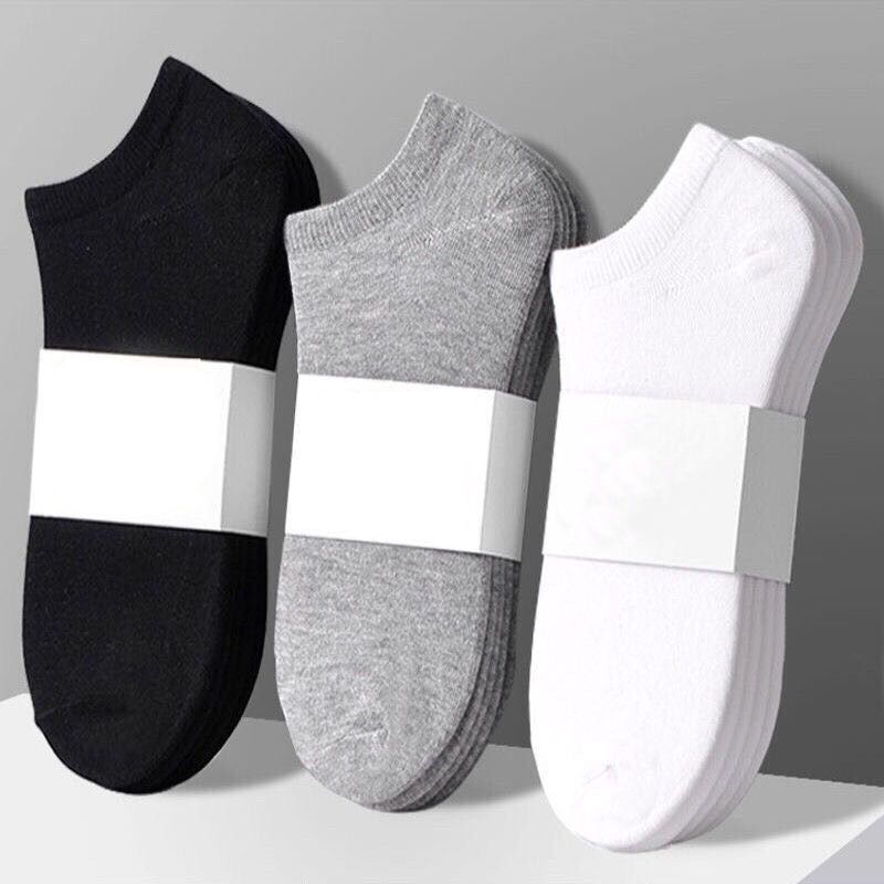 Socks for men's spring and summer style trendy sports solid color short invisible boat socks sweat-absorbing long tube middle tube black white gray socks