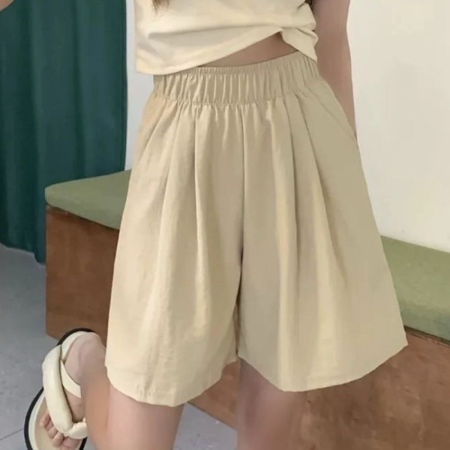 Mountain Milk Short Women's 2025 Summer New High-Waisted Slim Straight Leg Pants Can Be Worn Outdoors Loose Five-Finger Pants