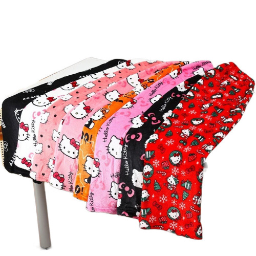 Hello Kitty Halloween Themed Cross-Border Exclusive Thick Women's Fall and Winter Fleece Lounge Pajama Set with Plaid Fabric