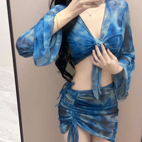 Bikini four-piece bikini swimsuit women's split new conservative long-sleeved flesh-covering and slimming swimsuit women