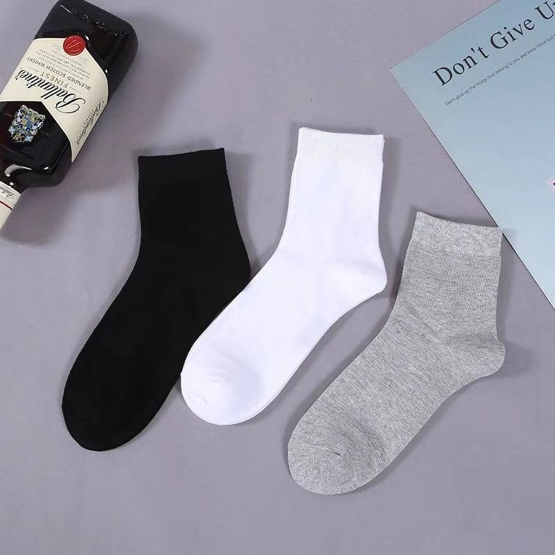 Zhuji socks men's and women's solid color mid-calf socks versatile boat socks short socks long socks disposable welfare socks wholesale