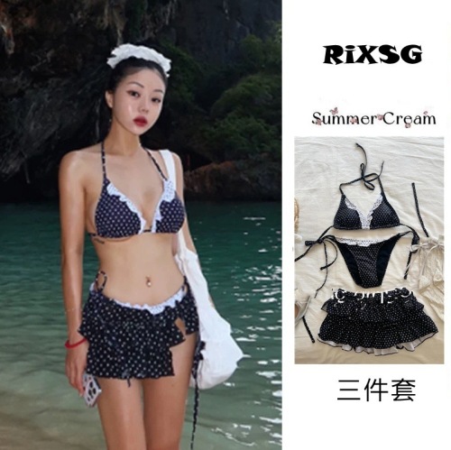 New Ins same sexy split bikini polka dot retro swimsuit vacation pure three-piece swimsuit women