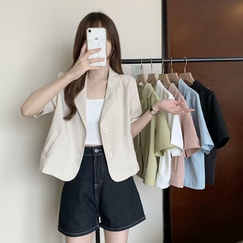 Women's Summer 2025 New Design Fashion Minority Thin Short Collar Shirt Blouse Short-sleeve Jacket