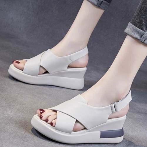 New style of breathable women's shoes for foreign trade in summer, simple and versatile high heel sandals for women without tired feet comfortable wedge soft sole sandals