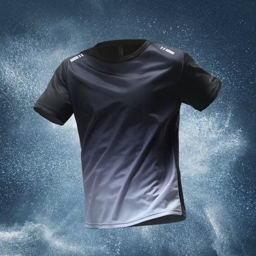 Cool ice silk T-shirt men's short-sleeved 2025 new summer thin quick-drying breathable half-sleeved men's running top