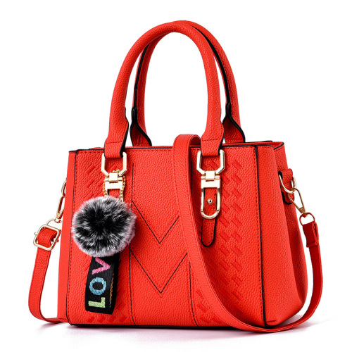 Women's Handbag 2024 New Korean Style Fashion Embroidered Large Capacity Shoulder Bag with Pom-pom Accents Hand-held Small Bag