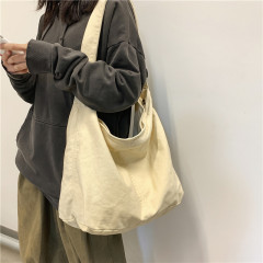 Messenger bag female college student class bag female dual-use ins style Japanese style large capacity solid color canvas bag shoulder bag