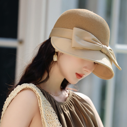 Summer Taizhou Wenling new hat women's high-end Rafi Straw Hat bow sun hat sun protection sun hat