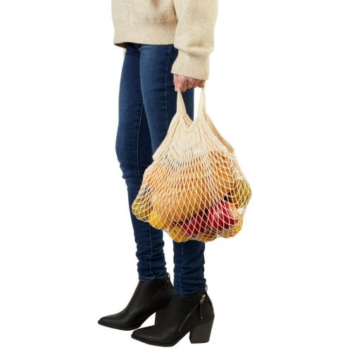 Supermarket shopping mesh bag, foldable cotton mesh bag for vegetables and fruits, portable storage mesh pouch