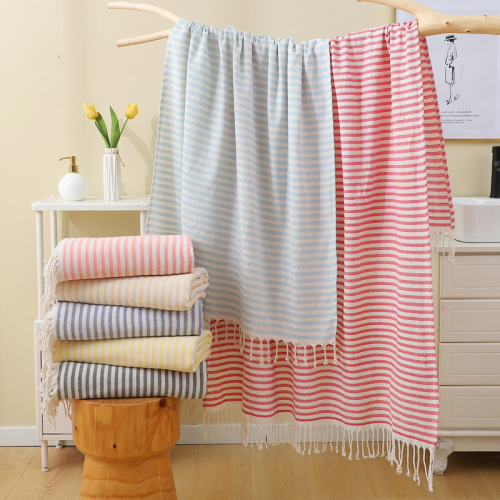 Cross-border wholesale European and American thin tassel bath towels with larger and thickened water absorption outdoor sun protection bathing Türkiye beach towels