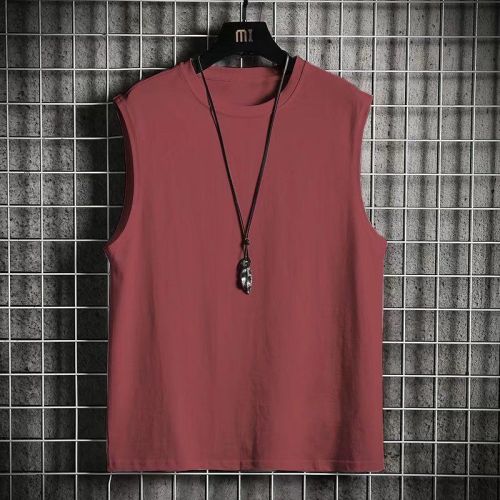 New Round Neck Cardigan Men's Solid Color Backless Tank Top Summer Sleeveless T-Shirt Thin Fitness Basketball Sports Top Men's Clothing