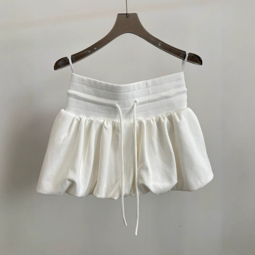 Design sense white floral semi-slip dress for girls, new American style summer petite sport A-line puff short dress pants