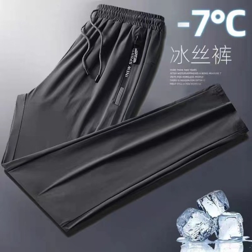 Workout dry-fit large size summer thin ice silk men's sport pants casual ankle pants air-conditioned pants for men