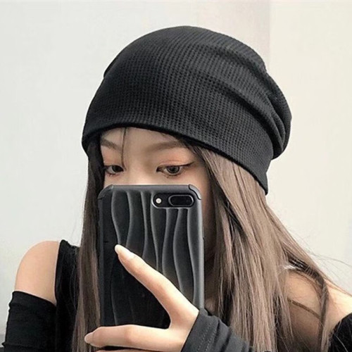 Japanese niche folds pile hats for women solid color versatile cold hats Internet celebrity couples without makeup toys Korean style pullover hat