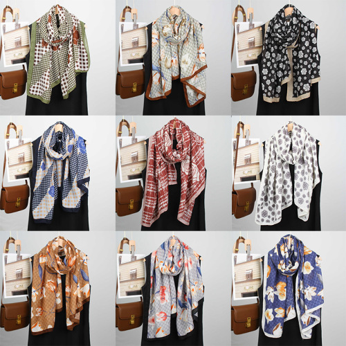 Light luxury new color-blocking fashionable linen scarf with cloak long scarf for women's thin warm scarf