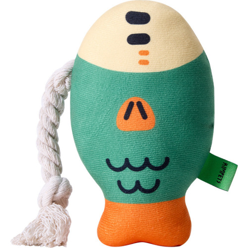 New sounding dog toy simulated fat head fish teeth grinding teeth cleaning self-exciting cotton rope pet toy cross-border wholesale