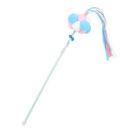 Cat handmade feather plush ball tassel teasing cat pole fighting young cat pet cat toy fairy teasing cat stick