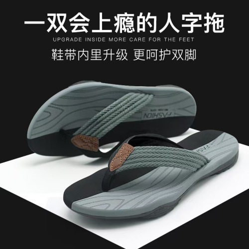 2025 New Men's Summer Flip Flops Trendy Personality Anti-Slip Thick Bottom Casual Slippers Beach 
