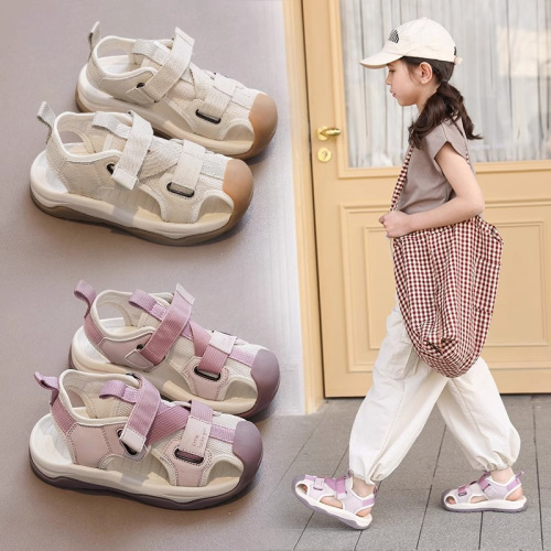 Children's Summer Sandals 2025 New Arrival Soft Sole Beach Shoes with Cap for Big Kids and Boys, Unisex