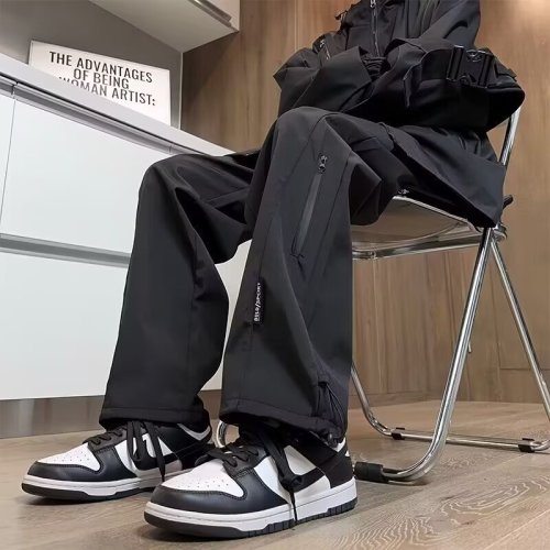 Men's Summer Trendy Loose Waterproof Straight Leg Casual Rain Pants Drawstring Fashionable Comfortable Workwear Casual Pants 