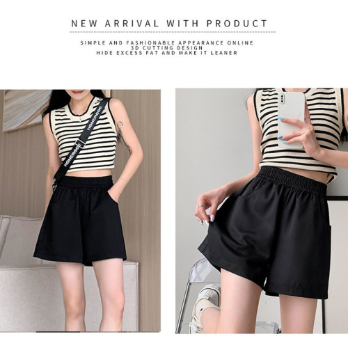 Summer Cross-border Leisure Shorts for Women, Washed Cotton Work Pants, Export Loose High-Waisted Wide Leg Pants for Women, Versatile Three-quarter Pants