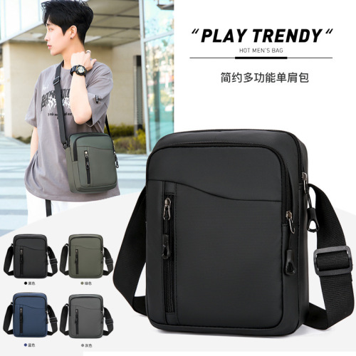 Simple men's shoulder bag, fashionable Oxford cloth crossbody shoulder bag, men's casual crossbody backpack, trendy mobile phone small square bag