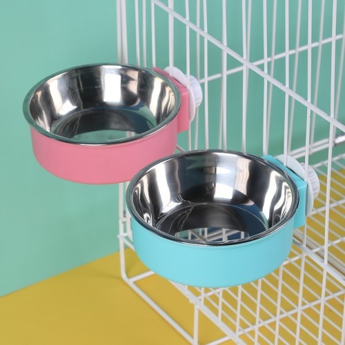 Hanging cage feeder anti-overturning cat bowl dog bowl stainless steel dog basin hanging dog drinking water wholesale pet supplies