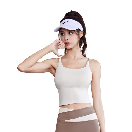 Nude-sensory sports underwear high elastic one-piece chest pad sports underwear skin-friendly quick-drying yoga vest fitness vest women
