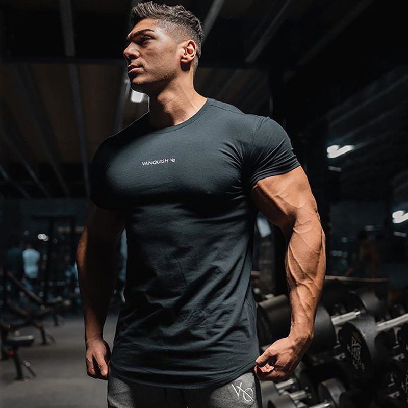 2022 Muscle Fitness Brother New Sports Fitness Men's T-shirt, Slim Fit Elastic Basketball Training Suit for Men, Wholesale