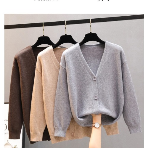 2025 Autumn/Winter Loose Casual Sheer Core Wool Cardigan for Women in Harajuku Style Short Knit Top Outerwear for Women