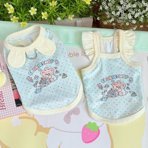 Cats and dogs spring and summer clothes thin cute cartoon print fashionable macaron color suspender Bichon Pomei small short style