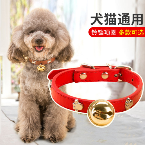 New pet paw print bone alloy bell collar puppy collar small dog teddy cat and dog supplies