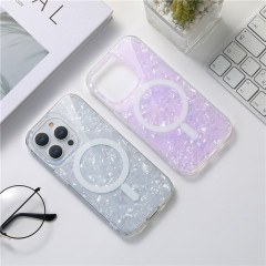 JT is suitable for Apple 15 magnetic mobile phone case iphone14 colorful 11/12pro glitter shell pattern mobile phone case