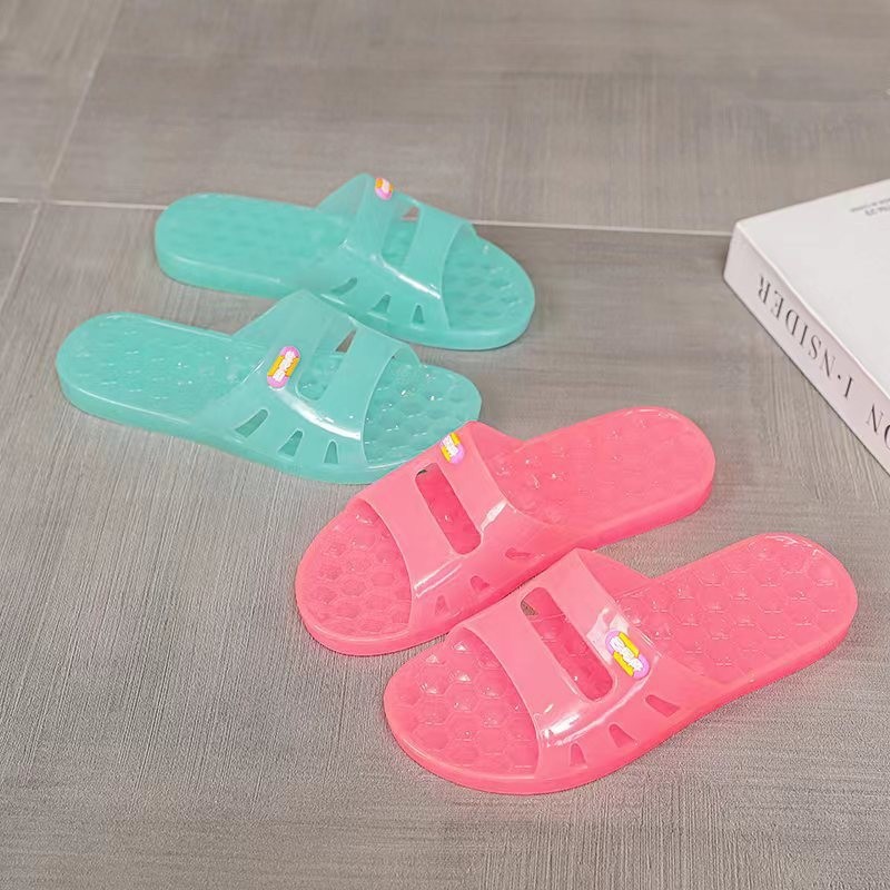 Slippers for women summer PVC non-slip bathroom sandals jelly transparent wear-resistant women's drag fashionable home interior solid color slings