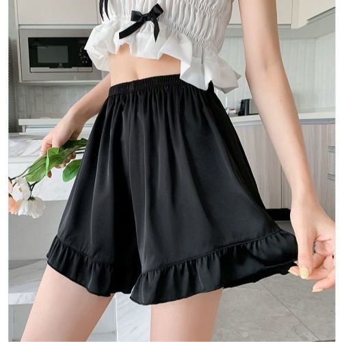 Safety shorts for women, thin, anti-transparent, wood ear edge, summer loose, non-wrinkling, ice silk breathable, home shorts, leggings