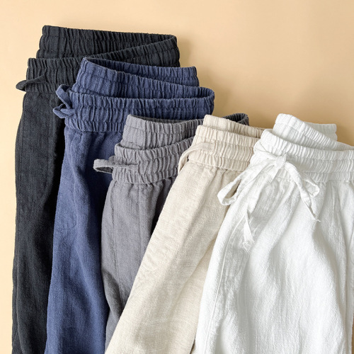 Japanese Retro Linen Pants for Men - Summer Thin Loose Straight Leg Pants with Drape - Cotton Linen Long Pants for Men - Casual Pants